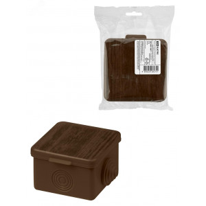 Распаячная коробка ОП 65х65х50мм, крышка, "ЭКО" (венге), IP54, 4вх. инд. штрихкод SQ1401-0611