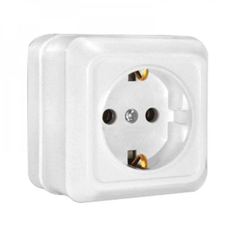 Изображение товара Розетка силовая Олимп 16А IP20 заземлитель белая О0028
