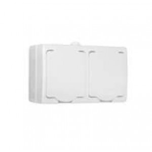 Блок розеток 2-м ОП с заземл. IP54 Аллегро защ. шторки с крышкой бел. 5562951