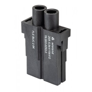 Розеточная контактная вставка 78.003.0253.0, Розеточная контактная вставка, обжимная фиксация, 2 полюса, типоразмер FLEX, 2,8/5,5kV, 20A, (обжимные контакты поставляются отдельно)