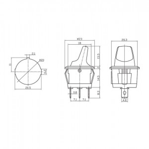 RWB-224 красный, Выключатель клавишный круглый с подсветкой ON-OFF (3c) 16А 12В