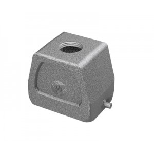 Крышка разъема 70.452.0637.1, Крышка разъема на кабель, типоразмер 6B, защита от коррозии, без уплотнителя, 1 отверстие с резьбой для кабельных вводов M20x1,5, с боковым расположением, без защелки (упоры под одну защелку), материал корпуса: алюминиевый сплав