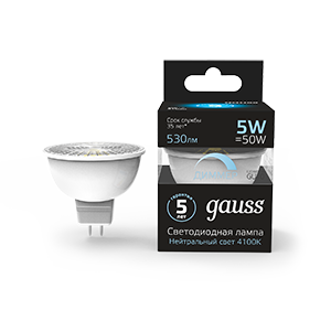 Лампа LED MR16 GU10-dim 5W 4100K диммируемая 1/10/100 101506205-D