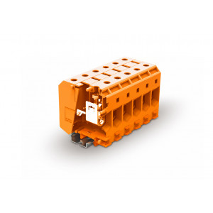 Проходная клемма 350904, Проходная клемма, тип фиксации провода: винтовой, номинальное сечение: 50 мм кв., 125A, 1000V, ширина: 15 мм, цвет: оранжевый, тип монтажа: DIN35