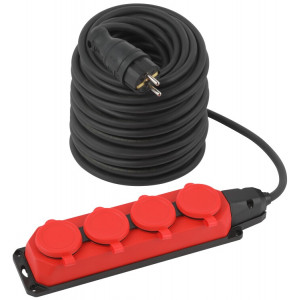 Удлинитель силовой UK-4e-3x1,5-50m-IP44(KG) с заземлением 4 розетки каучук 50м КГ 3х1,5мм2 IP44 Б0057590