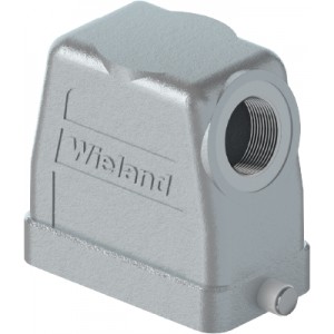 Крышка разъема 76.353.1035.1, Крышка разъема на кабель, типоразмер 10B, высокое исполнение, без уплотнителя, 1 отверстие с резьбой для кабельных вводов M32x1,5, с боковым расположением, без защелки (упоры под одну защелку), материал корпуса: алюминиевый сплав