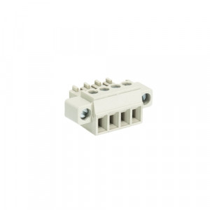 Розеточный разъем на кабель 8813 B/4 F, Розеточный разъем, угловой, на кабель, шаг: 3.81 мм, 4 полюса, фиксация провода винтовая, исполнение: с маркировкой, с монтажными фланцами, 250V, 8А, цвет: серый