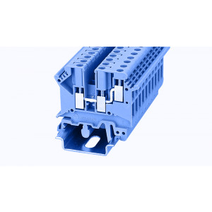 PC4-TW-01P-12-00Z(H), Проходная клемма, 3 точки подключения, тип фиксации провода: винтовой, номинальное сечение: 4 мм кв., 32A, 800V, ширина: 6,2 мм, цвет: синий, зажимная клетка - латунь, винтовая перемычка, тип монтажа: DIN35