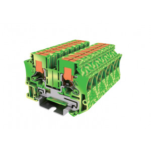 Заземляющая клемма TPV6-2-PE, Заземляющая клемма, с боковым подключением, тип фиксации провода: Push-in, номинальное сечение: 4 мм кв., ширина: 8,2 мм, цвет: желто-зеленый, тип монтажа: DIN35