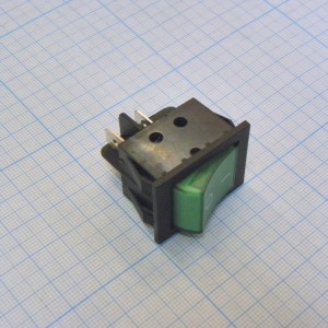 IRS-201-3C3-G/B, Переключатель ON-OFF с подсветкой 15A 250VAC 10000 циклов вогнутая кнопка зелёная
