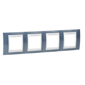 UNICA ХАМЕЛЕОН РАМКА 4-постовая, горизонтальная, БЕЛЫЙ/ ГОЛУБОЙ ЛЕД C3(+) MGU6.008.854