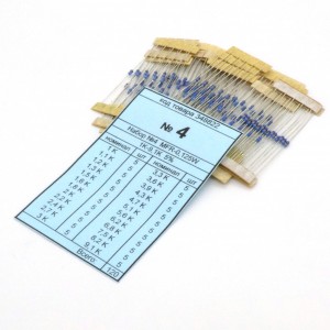 Набор резисторов №4 MFR-12J(F) 1K-9.1K, Набор выводных резисторов 0.125W, ряд Е24 ( по 5 шт.) номиналы 1K-9,1K Ом, 5%(1%)