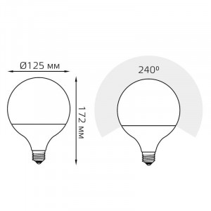 Лампа светодиодная Black 22Вт G125 шар 3000К тепл. бел. E27 1800лм 105102122
