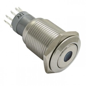 LAS2-GQF-11ZD/B ON-ON, Кнопка антивандальная металлическая с фиксацией с точечной подсветкой, 3А 250В, резьба М16