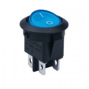 RK2-13D 2X1N B/BL"0-", Выключатель клавишный ON-OFF с подсветкой цвет корпуса (черный) цвет кнопки (синий)