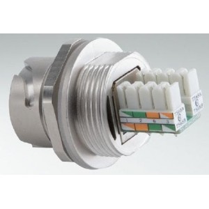 17-110904, Модульные соединители / соединители Ethernet RJ45-IP67 Cat.5e PCB w/GRNZnDcPlsSHLSLwcp