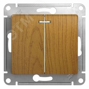 Выключатель 2-кл. СП Glossa 10А IP20 (сх. 5а) 10AX с подсветкой механизм дуб SE GSL000553