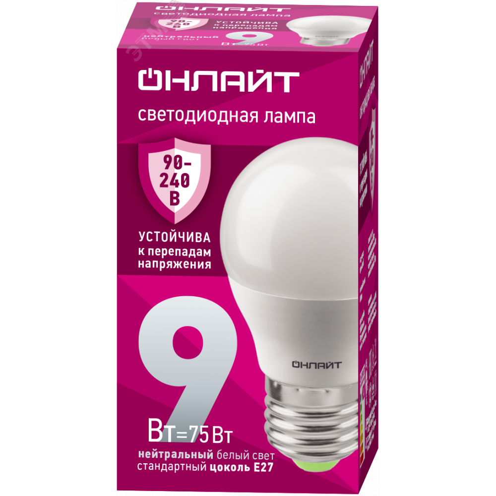 Изображение товара Светодиодная лампа Navigator 9Вт E27 90-240В 4K PRO