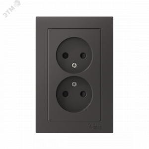 Розетка двойная AtlasDesign без заземл.16А в сборе базальт SE ATN001420
