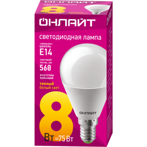 Лампа светодиодная 71 624 OLL-G45-8-230-2.7K-E14 8Вт шар 2700К тепл. бел. E14 560лм 220-240В 71624