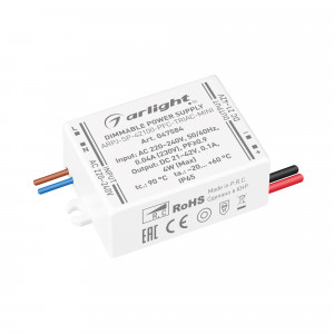 Блок питания ARPJ-SP-42100-PFC-TRIAC-MINI (4W, 21-42V, 100mA) 047584, Диммируемый источник тока по стандарту TRIAC с гальванической развязкой для светильников и мощных светодиодов. Входное напряжение 220-240 VAC. Выходные параметры: 21-42 В, 100 mА, 4 Вт. Встроенный PFC >0,9. Герметичный пластиковый корпус IP 65.