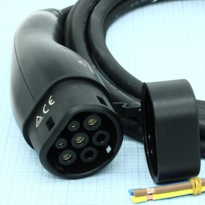 MEAC-S-032A-V1-03-5.0M-30A(H), Зарядный кабель для электромобиля Type2 питание 1 фаза, ток 32А, шнур 5м