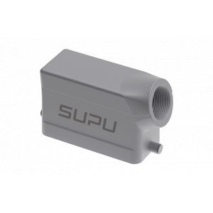 Крышка разъема S16B-SE-2B-PG21, Крышка разъема на кабель, типоразмер 16B, без уплотнителя, 1 отверстие с резьбой для кабельных вводов PG21, с боковым расположением, без защелки (упоры под одну защелку), материал корпуса: алюминиевый сплав