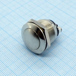 L-KLS7-PBS-013D, Кнопка металлическая без фиксации OFF-(ON) 250В 2А D=22мм M19*0.75
