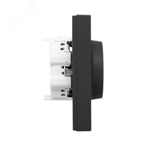 Механизм розетки двойной, 16А, с заземлением, со шторками, с рамкой, ч-рный Эпика EKF UP1-SOB-211