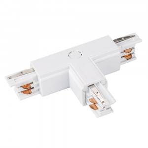 Коннектор тройной LGD-4TR-CON-EXT-L1-WH (C) 026145, T-образный коннектор для треков 4TR. Цвет белый.  Аналог XTS-37 Global Track Pro.  Направление соединений снаружи/слева (определение необходимого коннектора происходит относительно контакта заземления системы). 166х99х33 мм с контактами, 99х66х33 мм без к
