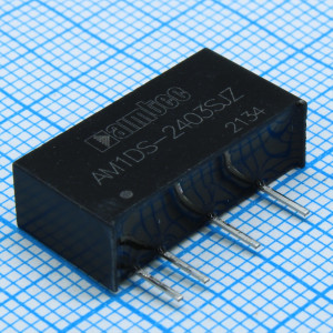 AM1DS-2403SJZ, DC/DC, 1Вт, вход 21.6…26.4В, выход 3.3В/0.03…0.303А, изоляция 1500В DC, КПД 75%, максимальная емкостная нагрузка не более 2400мкФ, SIP7, 19.65x6x10.16мм, -40…105°C, пластик
