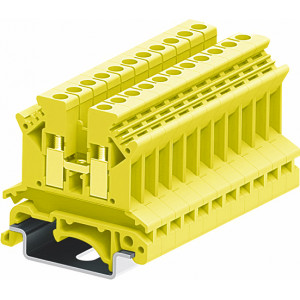 Проходная клемма 302907, Проходная клемма, тип фиксации провода: винтовой, номинальное сечение: 2,5 мм кв., 24A, 800V, ширина: 6,1 мм, цвет: желтый, тип монтажа: DIN35