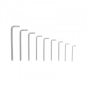 Набор ключей имбусовых Tamper-Torx KRANZ 9 шт., ТТ10-ТТ50, закаленные, удлиненные, никель KR-12-5221