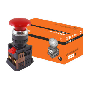 Кнопка AEAL-22 "Грибок"с фиксацией красный d22мм 230В 1з+1р SQ0704-0020