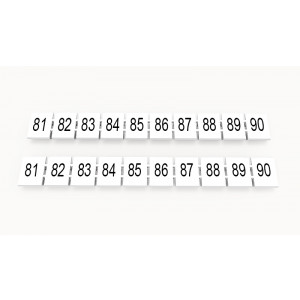 Маркировка (в кассетах) ZB8-10P-19-14Z(H), Кассета с маркировочными шильдиками, для клемм сечением 6 мм.кв., верхняя, 10 шильдиков, нанесенные символы: 81...90, с вертикальным расположением, размер шильдика: 7,45 x 10,7 мм, цвет: белый