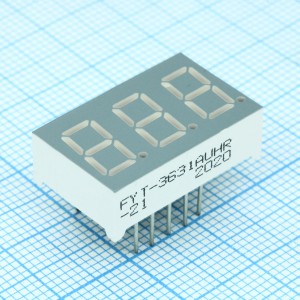 FYT-3631AUHR-21, 3-х разрядный индикатор 9,2мм/красный/640нм/30-60мкд/ОК