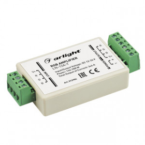 RGB-усилитель LN-12A-T (12/24V, 144/288W) 012984, RGB-усилитель 12/24В, 144/288Вт. 4А на канал (3 канала). Корпус пластик.  Размер 98х45х18mm.