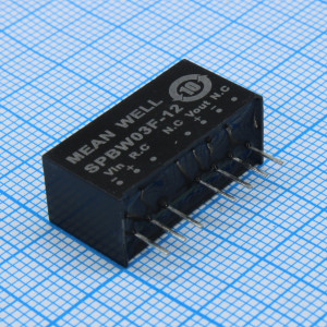 SPBW03F-12, Преобразователь DC/DC, 3Вт, Uвх=9…36В, Выход 12В/250мА, изоляция 1500В DC, корпус SIP8 21.8х9.2х11.1мм, -40°С…+85°С