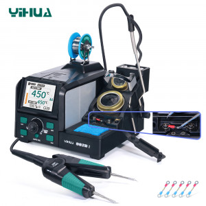 YIHUA 982D-I, Паяльная станция с термопинцетом 716C 90Вт, регулировка температуры от 90°C~450°C, сменный наконечник C120-IS, катушка припоя