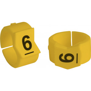 brd333606, SCNG-45-6 клипсы жёлтые, 50шт/упак, для провода 11,2-15,0мм диаметра, легенда 6