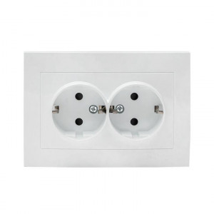 Розетка 2-м СП Валенсия 16А IP20 с заземл. защ. шторки бел. PROxima EWR16-128-10