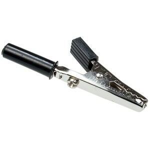 AG-029-008/B, Зажим "Крокодил" с изолятором черный, 10А, 51мм