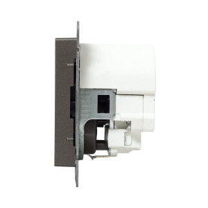 Механизм розетки с USB-C - 2шт, 16А, с заземлением, со шторками, мокко Эпика EKF UP1-SOM-111-2USBC