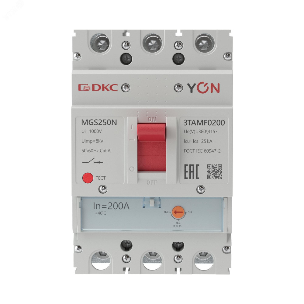 Изображение товара Автоматический выключатель YON MGS250 3P 200A 36kA