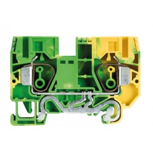 Заземляющая клемма WKFN 10 SL/35, Заземляющая клемма, тип фиксации провода: пружинный, номинальное сечение: 10 мм кв., 57A, 800V, ширина: 10 мм, цвет: желто-зеленый, тип монтажа: DIN35