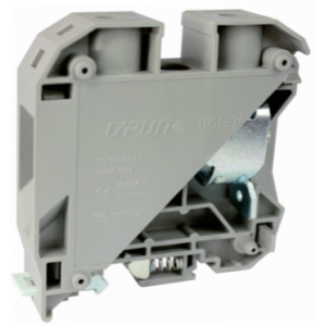 Проходная клемма UKJ-70, Проходная клемма, тип фиксации провода: винтовой, номинальное сечение: 70 мм кв., 192A, 1000V, ширина: 20,6 мм, цвет: серый, тип монтажа: DIN35