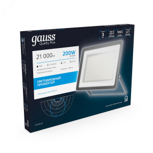 Прожектор светодиодный Qplus 200 W 24000 lm IP65 6500K графитовый серый 1/2 690511200