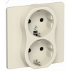 FLITE Розетка 2-местная с заземлением без защитных шторок безвинтовое крепление 16А в сборе РС12-1-К-ФлСл сливочный IEK FI-R21C-16-1-K86