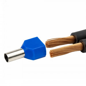 Наконечник-гильза двойная с изолир.фланцем 2,5 кв.мм синий (НШВИ2) IFD2-2.5-10BL