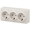 11-2209-02 Розетка 3х2P+E Schuko со шторками, 16A-250В, IP20, ОУ, Эксперт, сл.кость (6/60/12 Б0020704